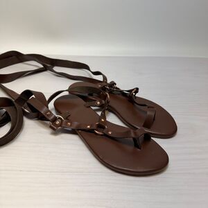 One by One Women's Strappy Sandals Gladiator Lace Up Flats Summer Wrap Open Toe